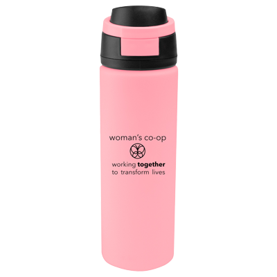 Water bottle with Woman's Coop logo