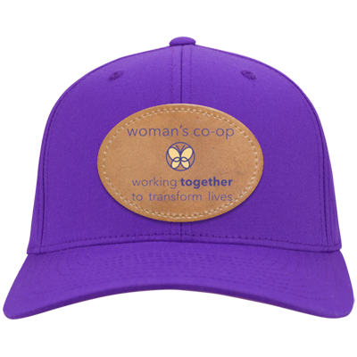 Purple hat with Woman's Coop logo
